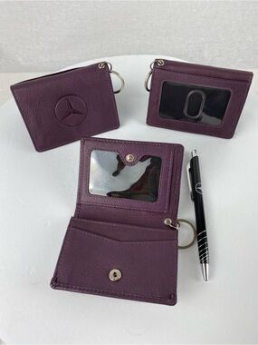 Mercedes-Benz Leather Plum Wallet and Key & Card Holder with ID Window
